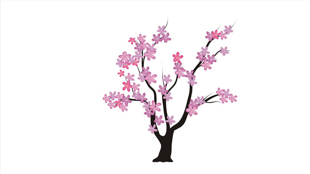 画一幅美丽的桃花树图片