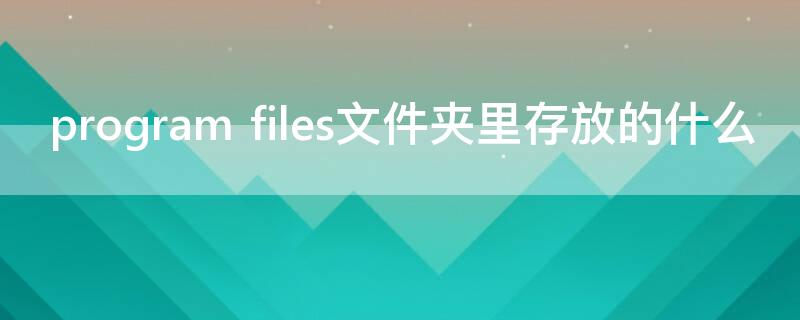 programfiles是什么文件夹(program)